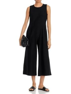 Eileen Fisher Black Sleeveless Versatile Trendy Wide Leg Jumpsuit With Pockets